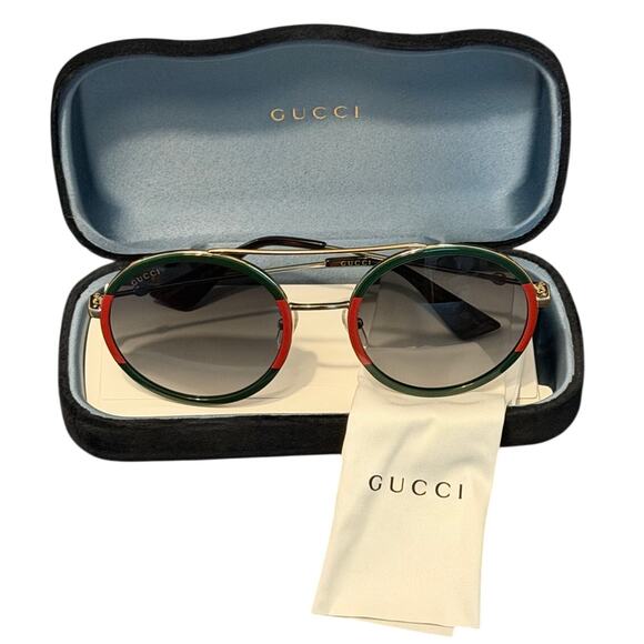 Gucci Accessories - Gucci Red/Green Gradient Round Sunglasses, Gold Frame, NIB560